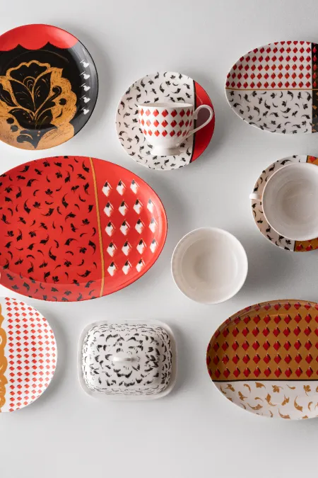 Пиала «Красные ромбы», коллекция «Орнаментальные блоки»