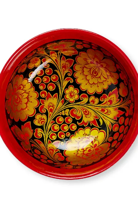 Тарелка «Царская» глубокая (дерево, хохломская роспись)