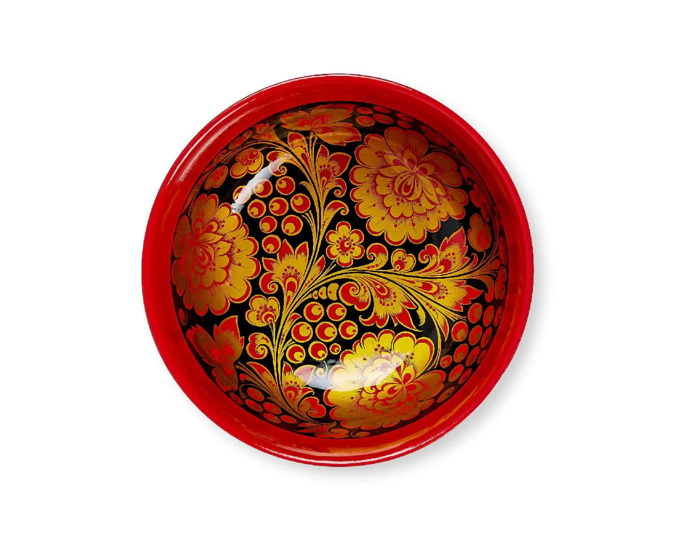 Тарелка «Царская» глубокая (дерево, хохломская роспись)