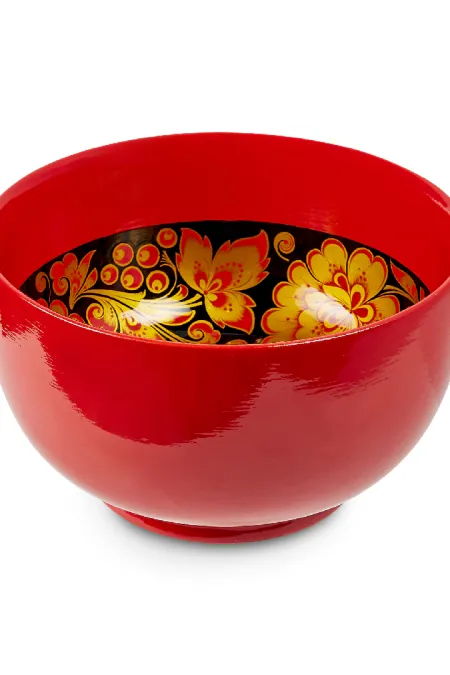 Тарелка «Царская» глубокая (дерево, хохломская роспись)