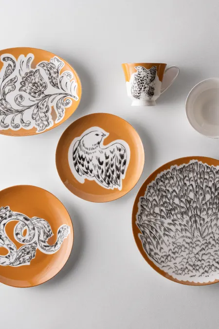 Тарелка пирожковая, коллекция «Перья на золоте»