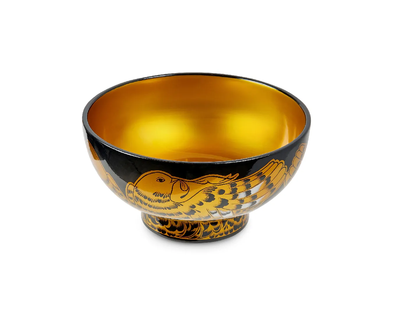 Ваза для фруктов, коллекция «‎Золотые перья на черном»
