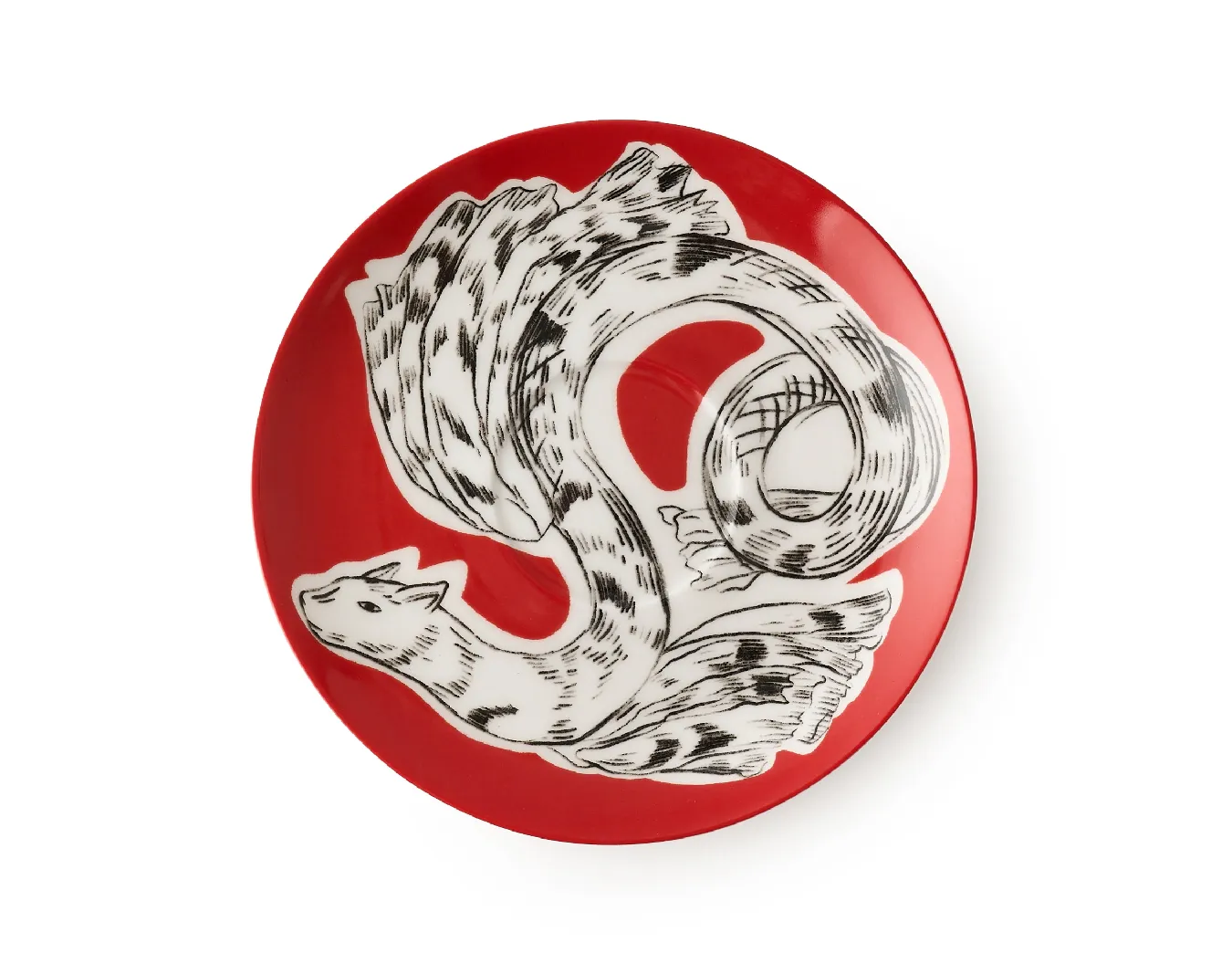 Пара  кофейная, коллекция «Перья на красном»