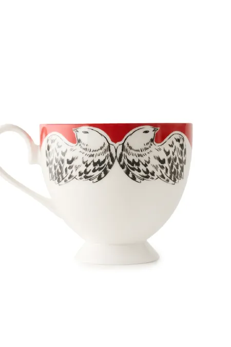 Пара  кофейная, коллекция «Перья на красном»