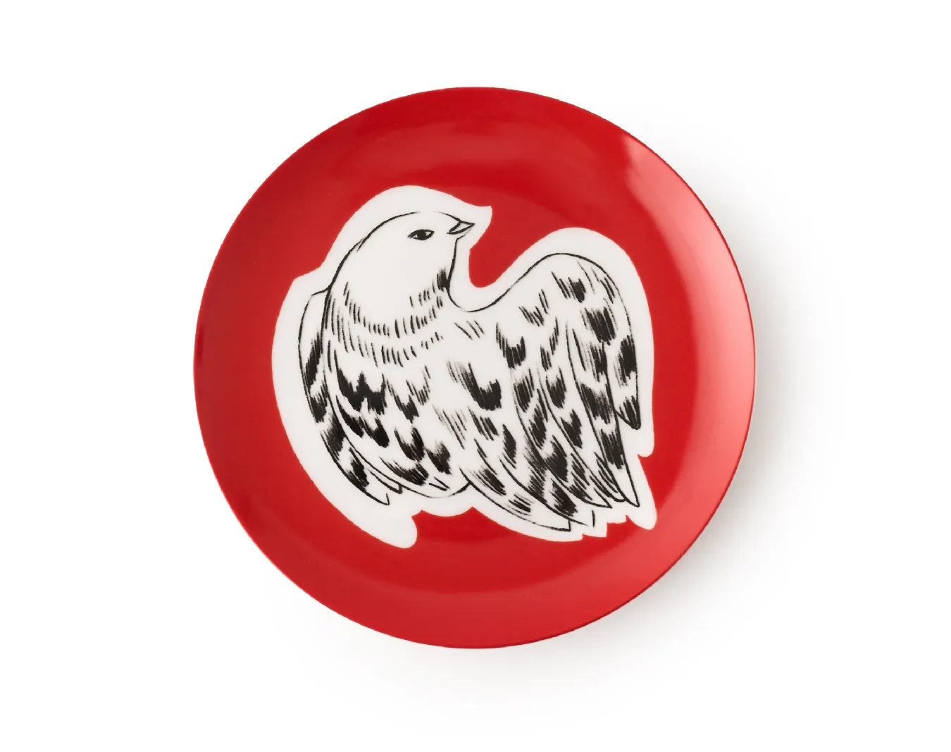 Тарелка пирожковая, коллекция «Перья на красном»