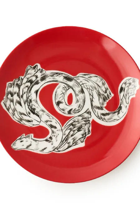 Тарелка закусочная, коллекция «Перья на красном»