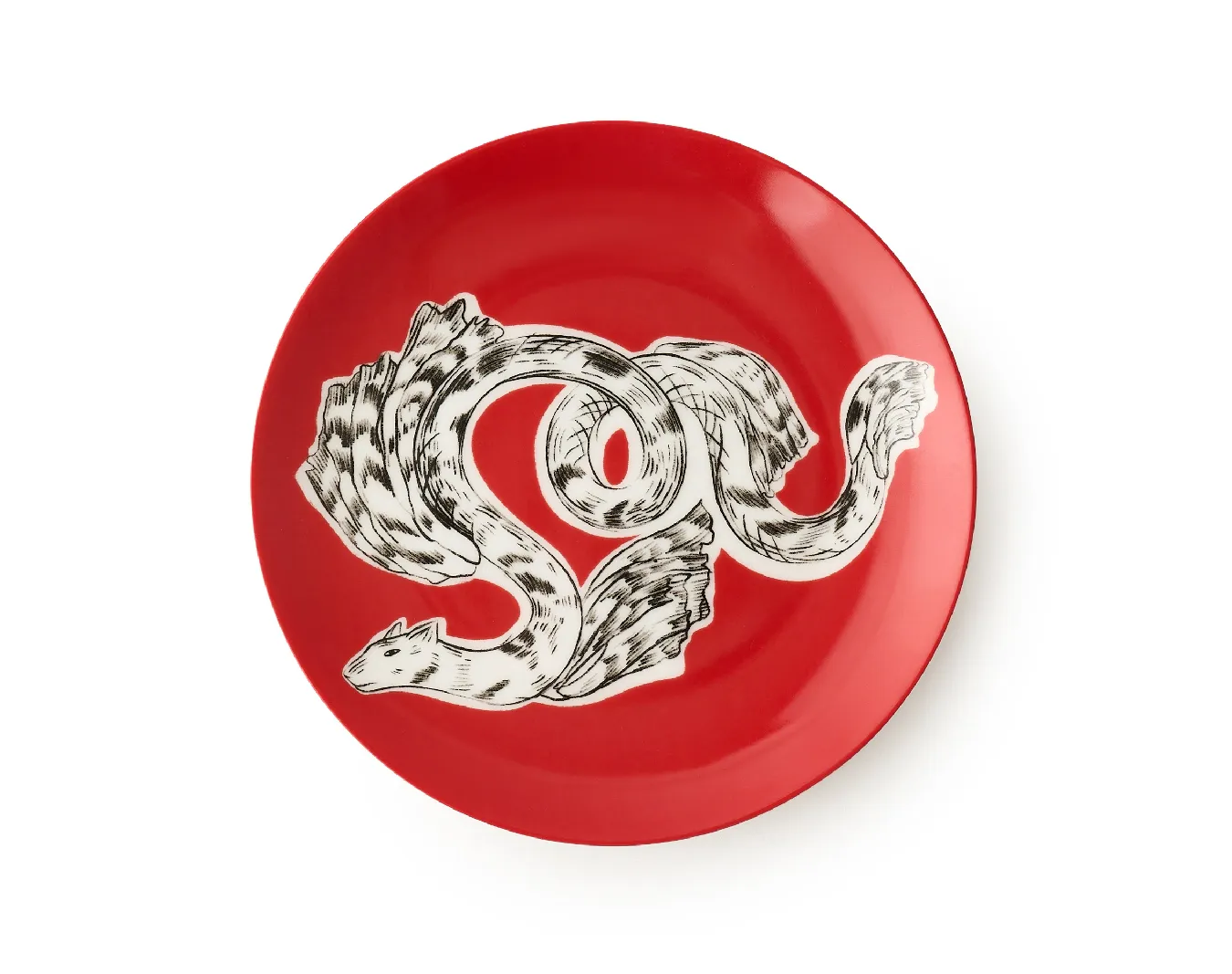 Тарелка закусочная, коллекция «Перья на красном»