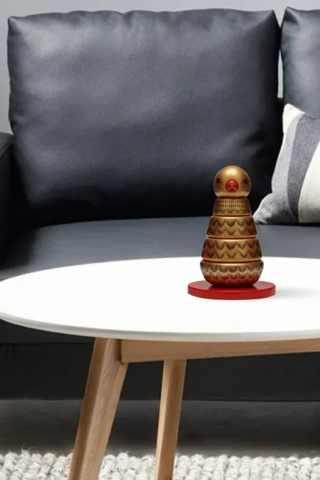 Пирамидка интерьерная детская  «‎‎Птичка»  средняя (дерево, хохломская роспись)