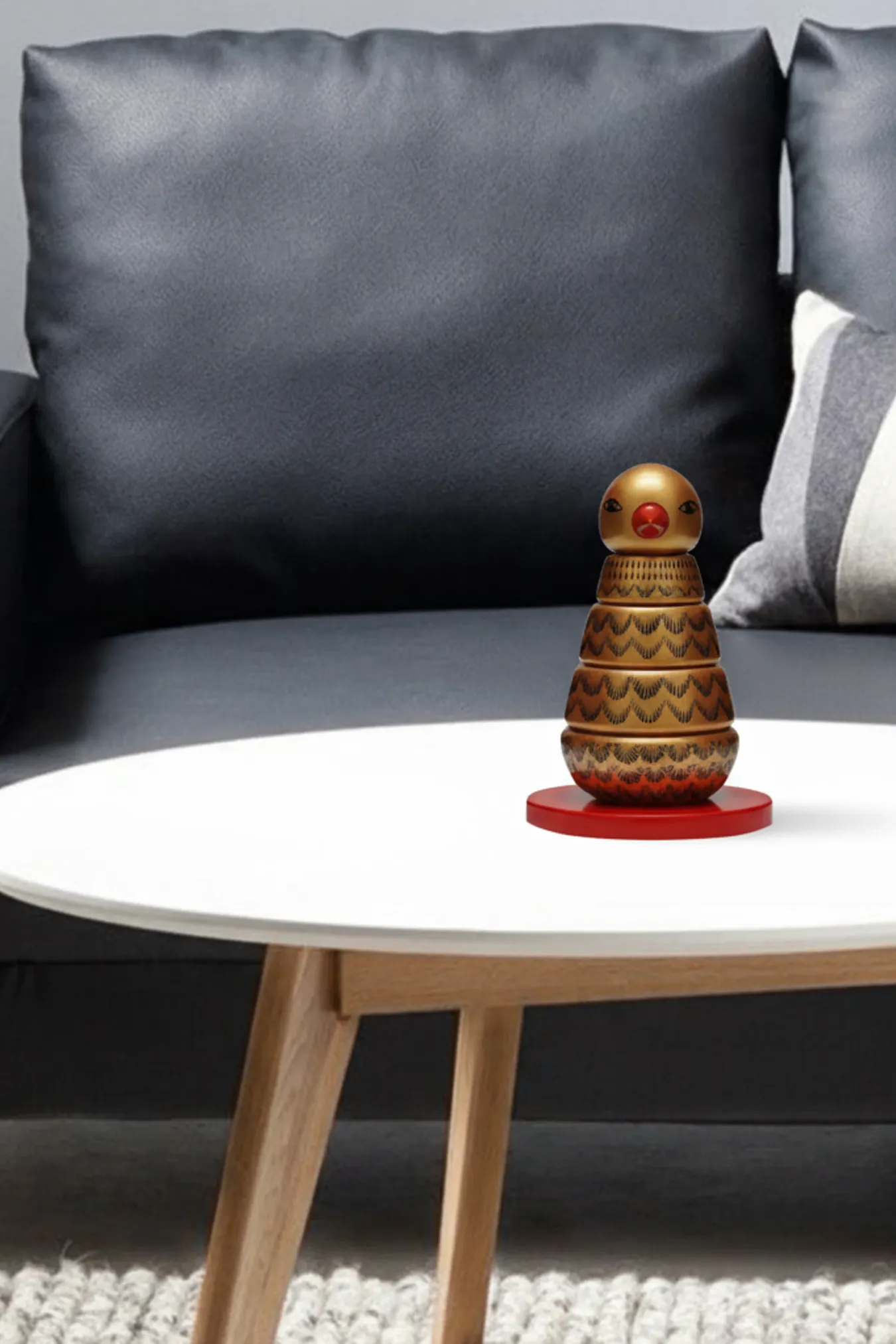 Пирамидка интерьерная детская «Птичка» средняя (дерево, хохломская роспись)