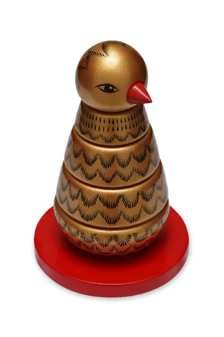 Пирамидка интерьерная детская  «‎‎Птичка»  средняя (дерево, хохломская роспись)