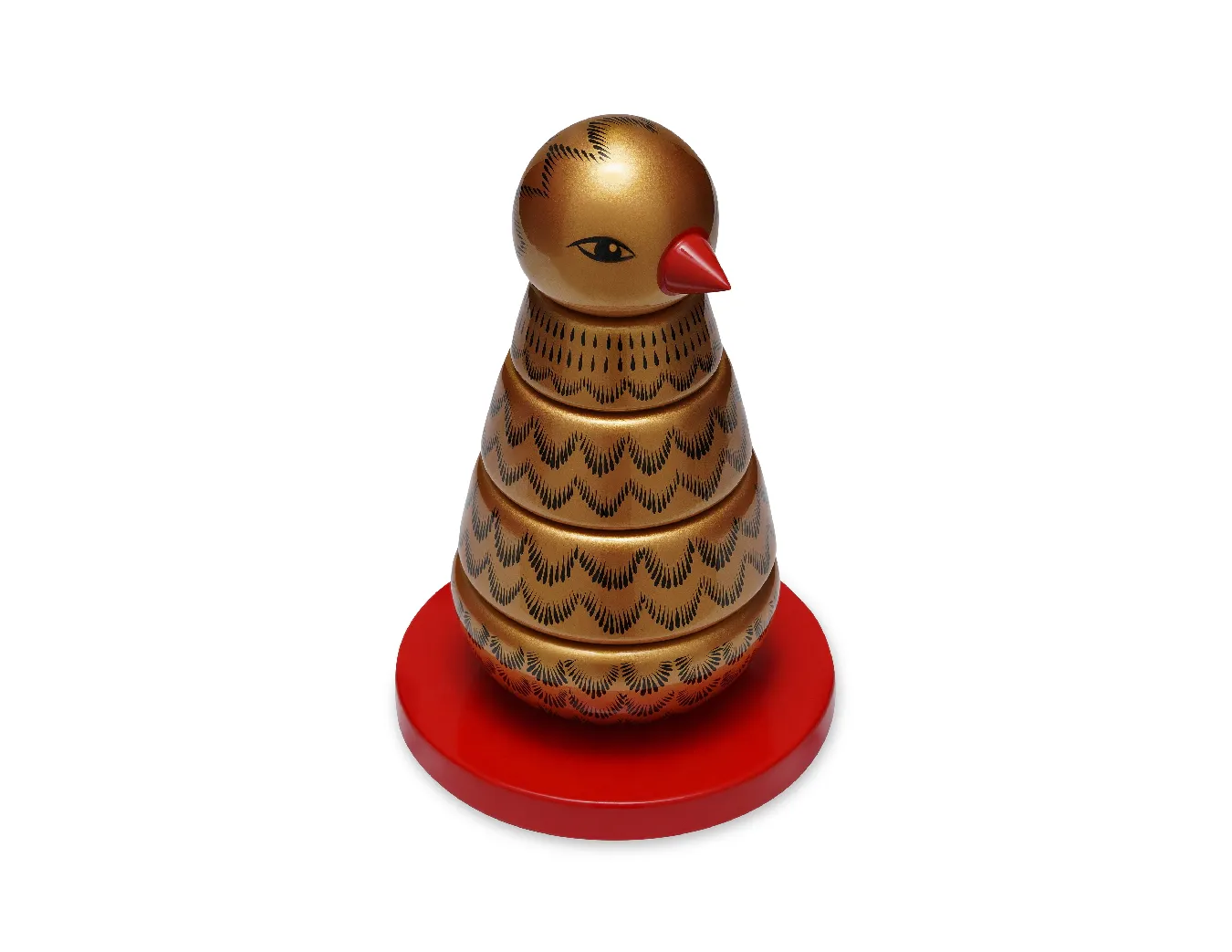 Пирамидка интерьерная детская «Птичка» средняя (дерево, хохломская роспись)