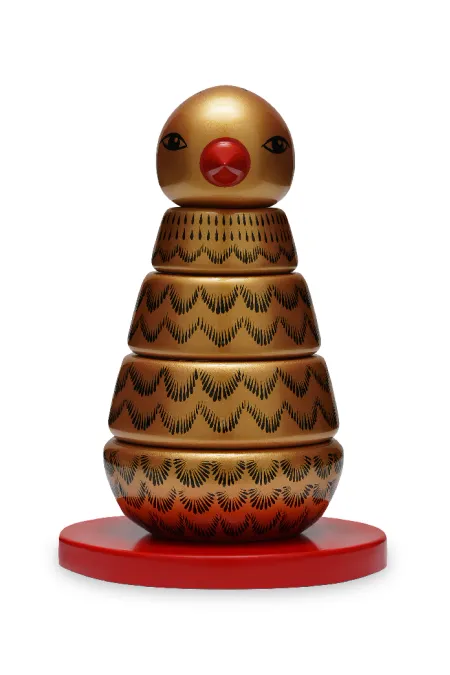 Пирамидка интерьерная детская  «‎‎Птичка»  средняя (дерево, хохломская роспись)