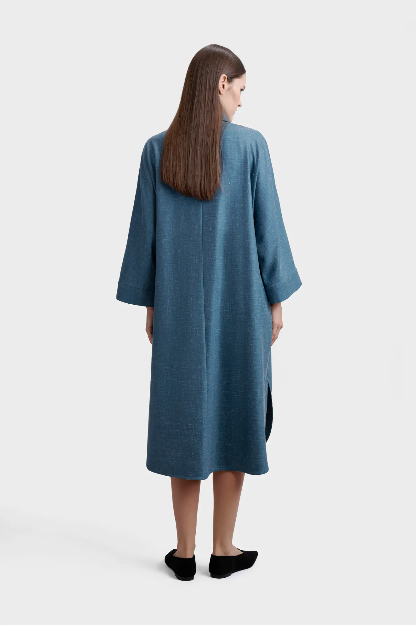 Платье-рубашка из шерсти