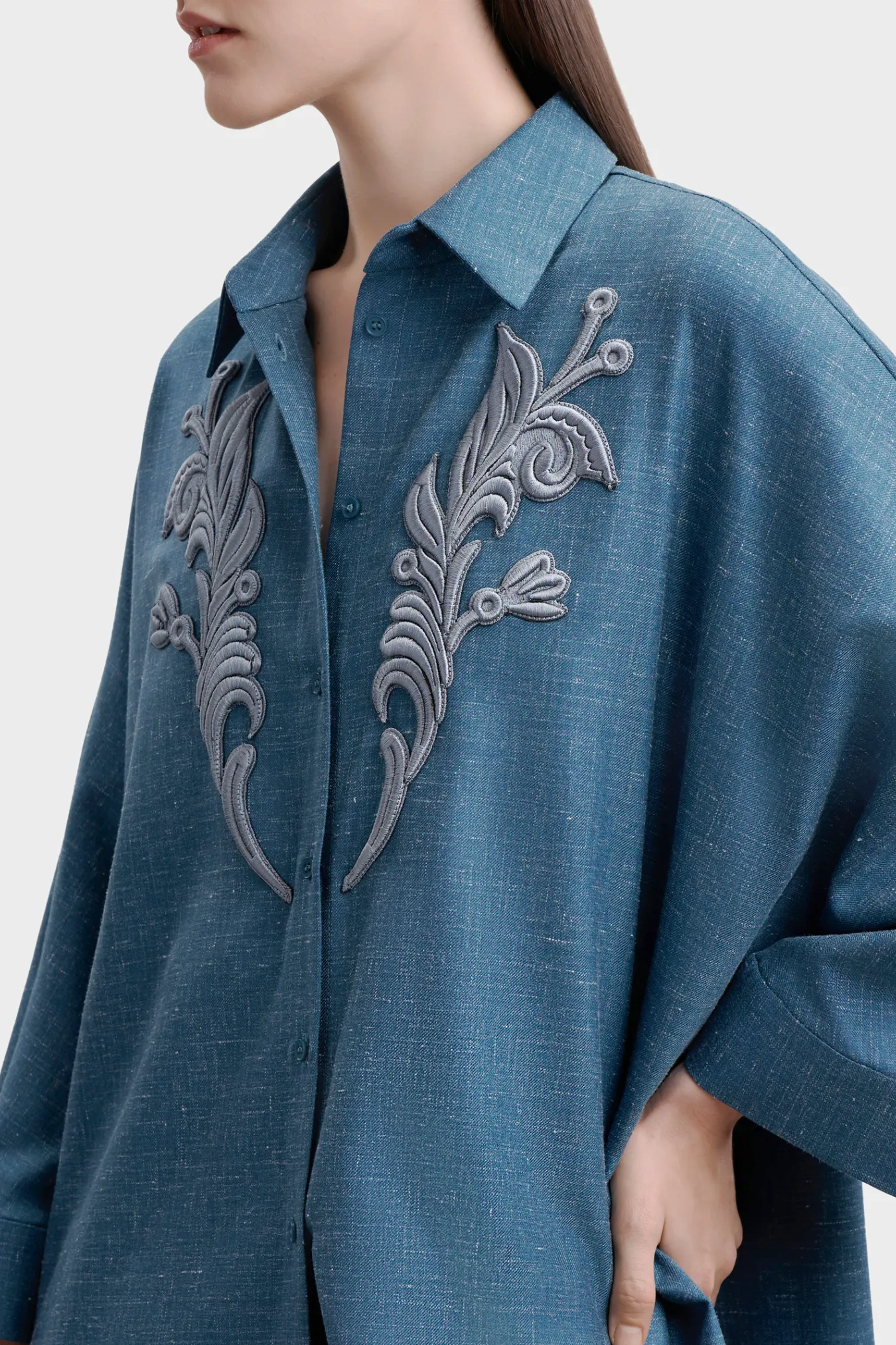 Платье-рубашка из шерсти