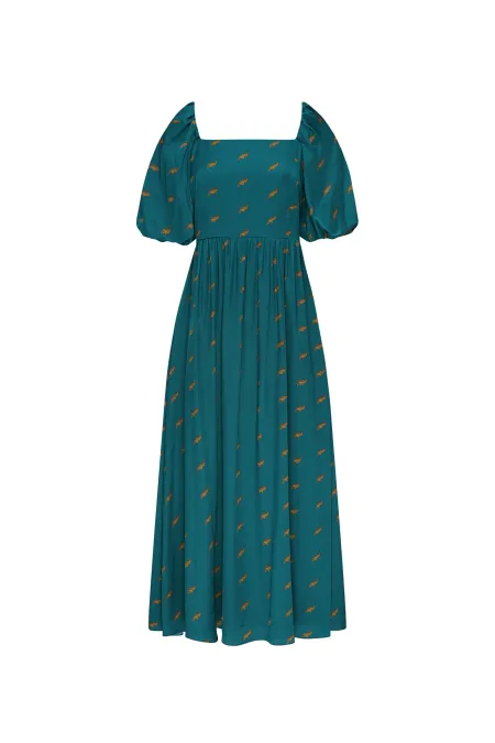 Платье-миди с авторским рисунком