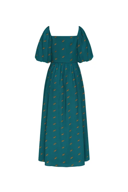 Платье-миди с авторским рисунком