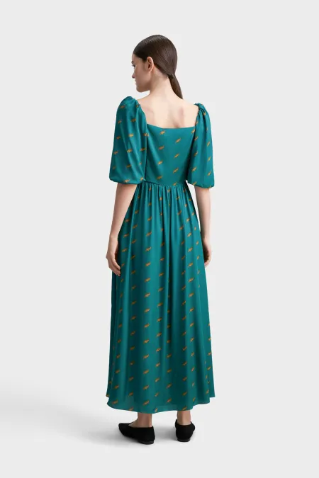 Платье-миди с авторским рисунком