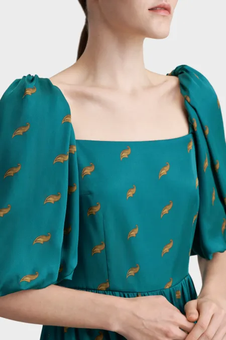 Платье-миди с авторским рисунком