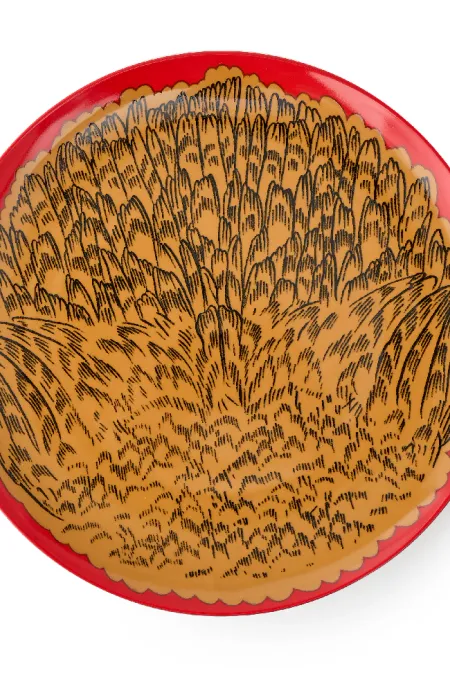 Тарелка обеденная, коллекция «Золотые перья на красном»