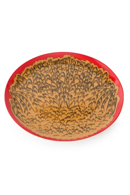 Тарелка обеденная, коллекция «Золотые перья на красном»