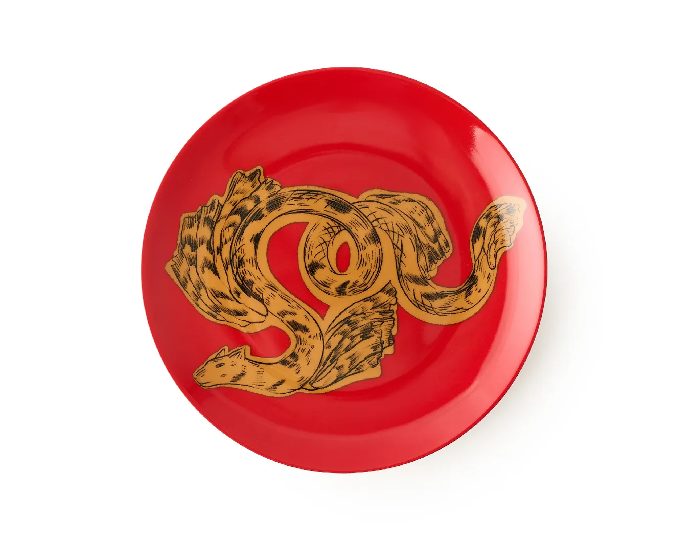 Тарелка закусочная, коллекция «Золотые перья на красном»