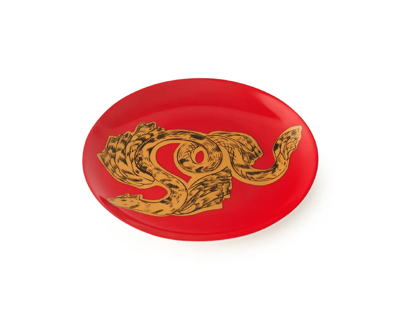 Тарелка закусочная, коллекция «Золотые перья на красном»