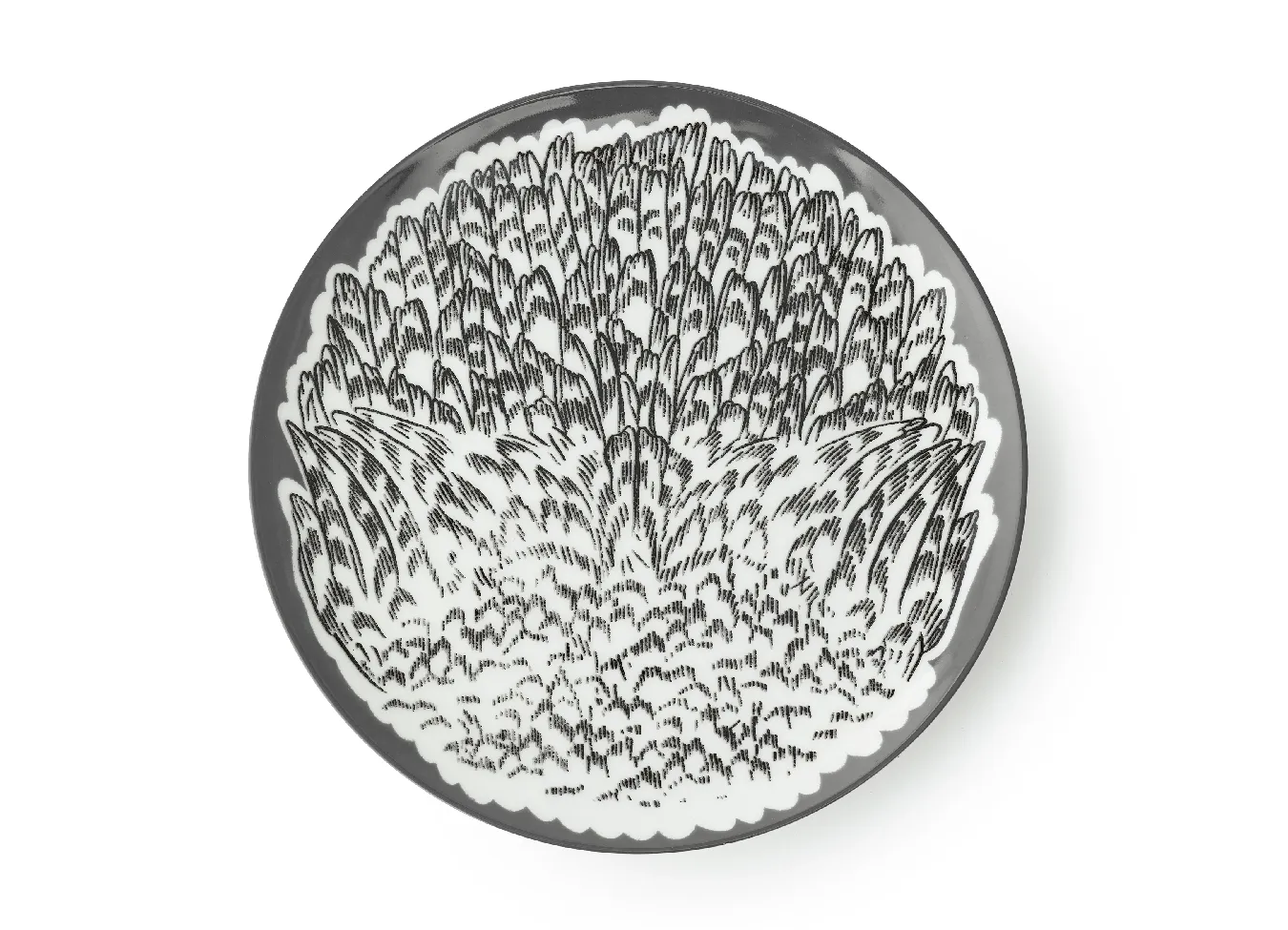 Тарелка обеденная, коллекция «Перья на черном»