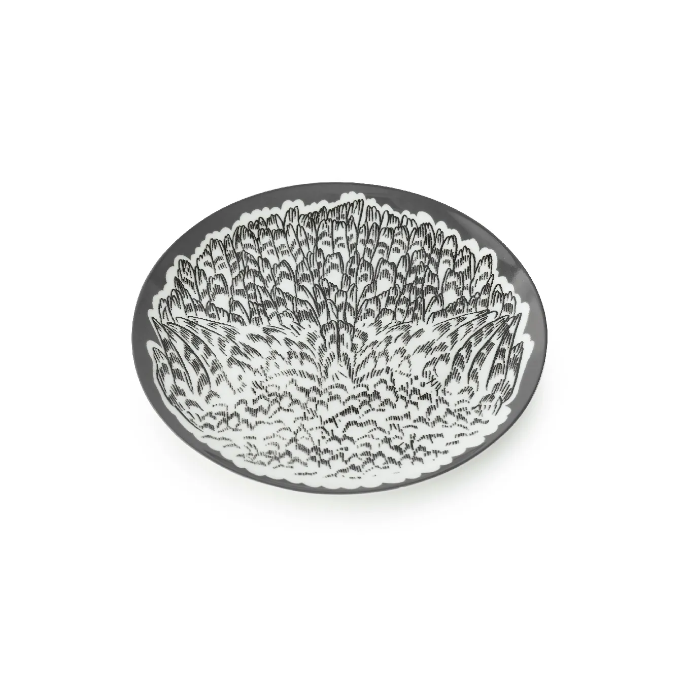 Тарелка обеденная, коллекция «Перья на черном»