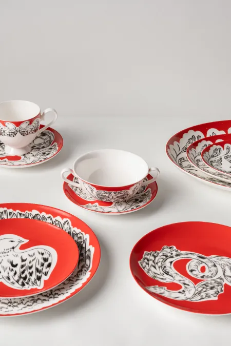 Кружка, коллекция «Перья на красном»