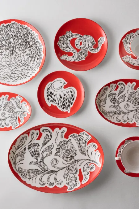 Кружка, коллекция «Перья на красном»