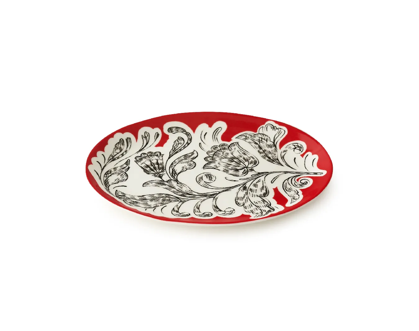 Блюдо овальное, коллекция «Перья на красном»