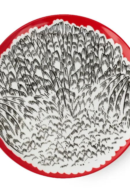 Тарелка обеденная, коллекция «Перья на красном»