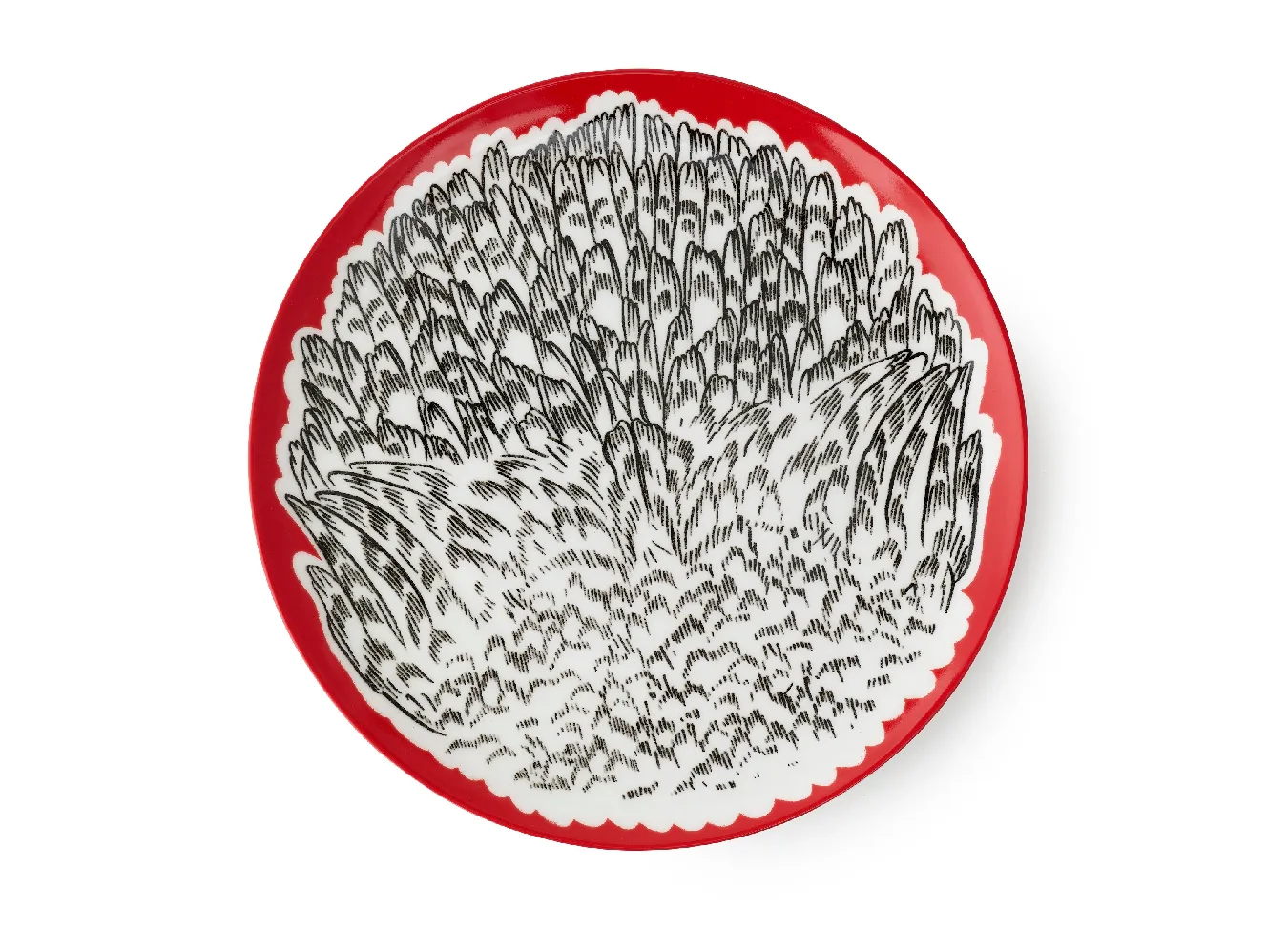 Тарелка обеденная, коллекция «Перья на красном»