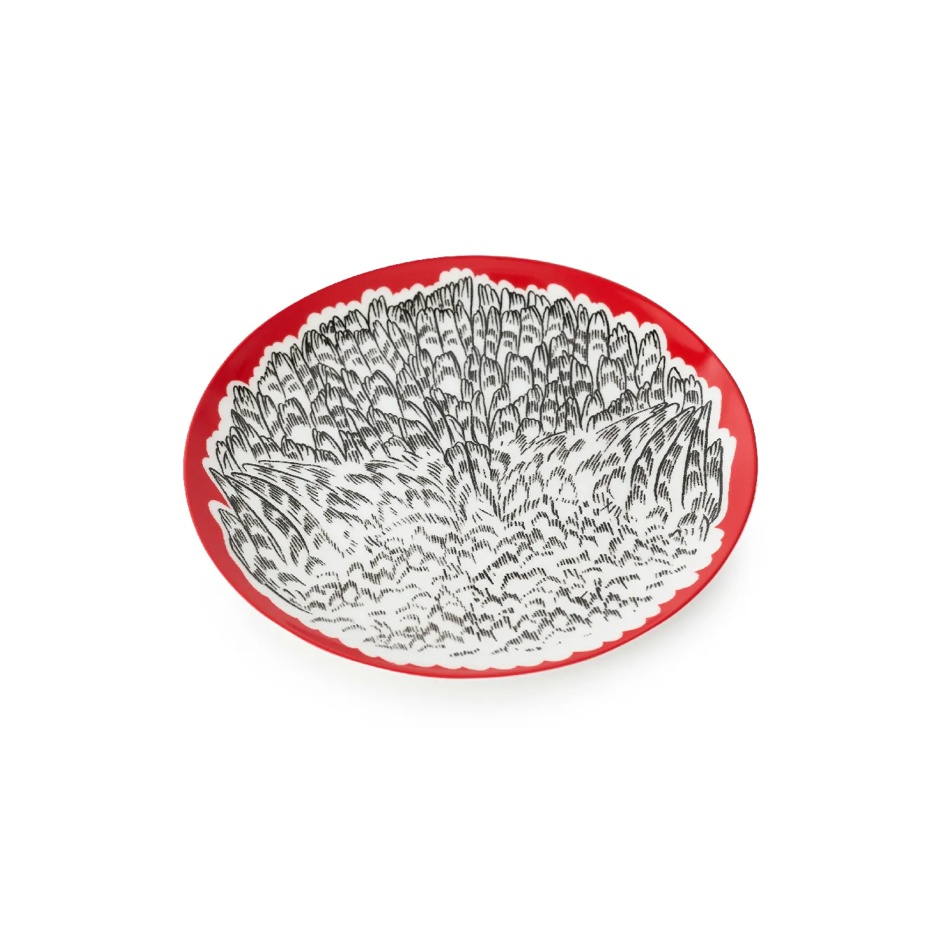 Тарелка обеденная, коллекция «Перья на красном»