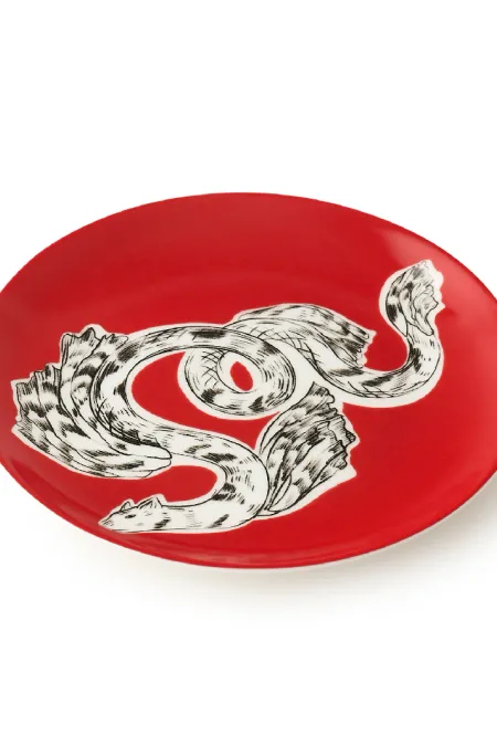 Тарелка закусочная, коллекция «Перья на красном»