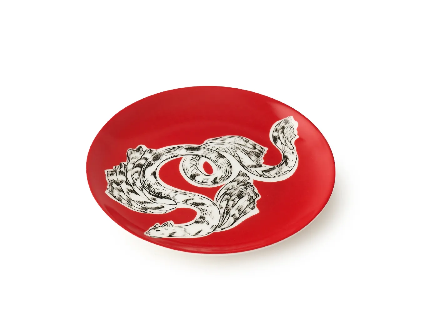 Тарелка закусочная, коллекция «Перья на красном»