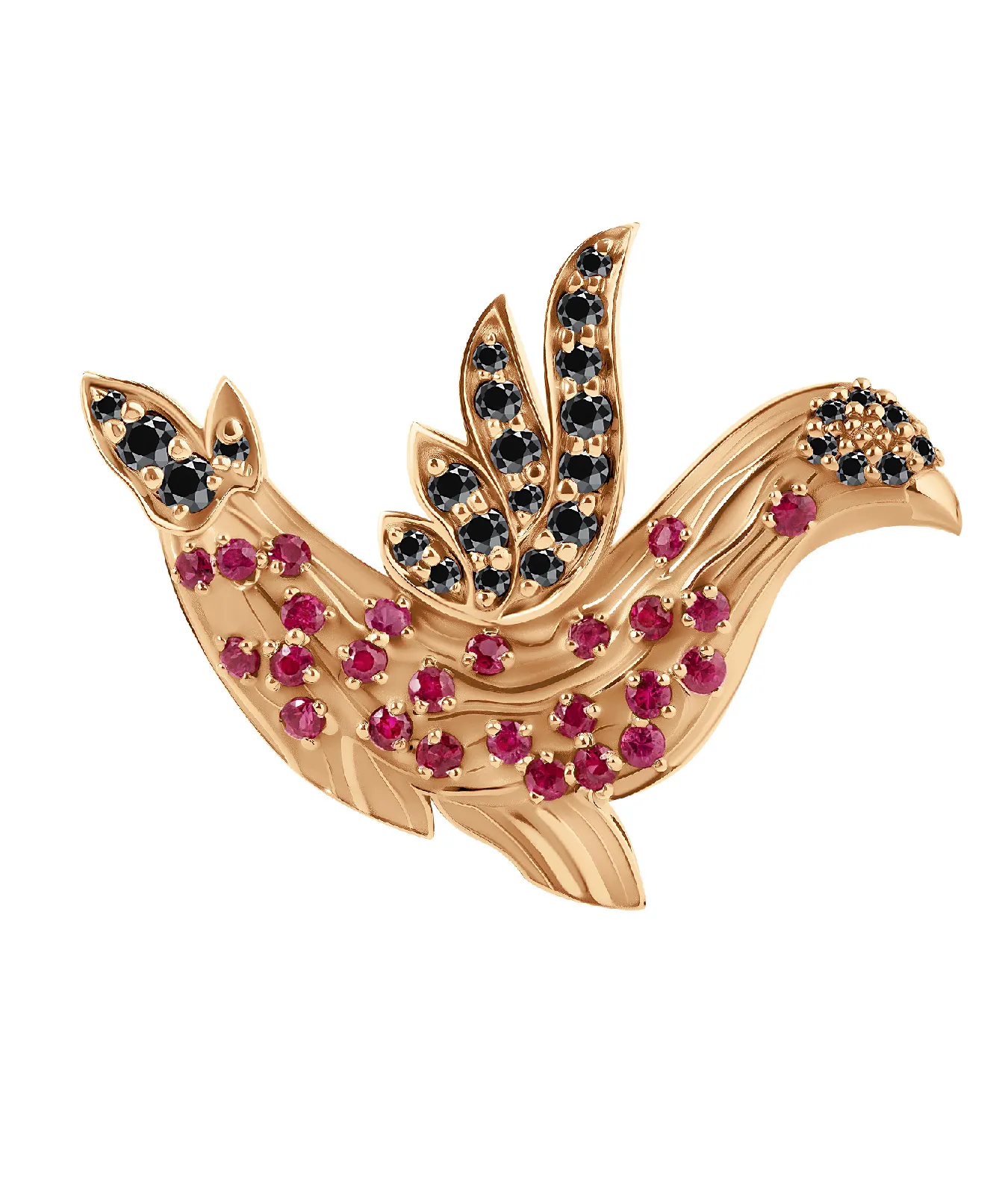 Подвеска из золота 585 пробы с рубинами и черными бриллиантами