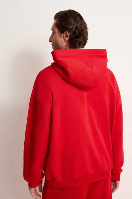 Мужское хлопковое худи с тиснением