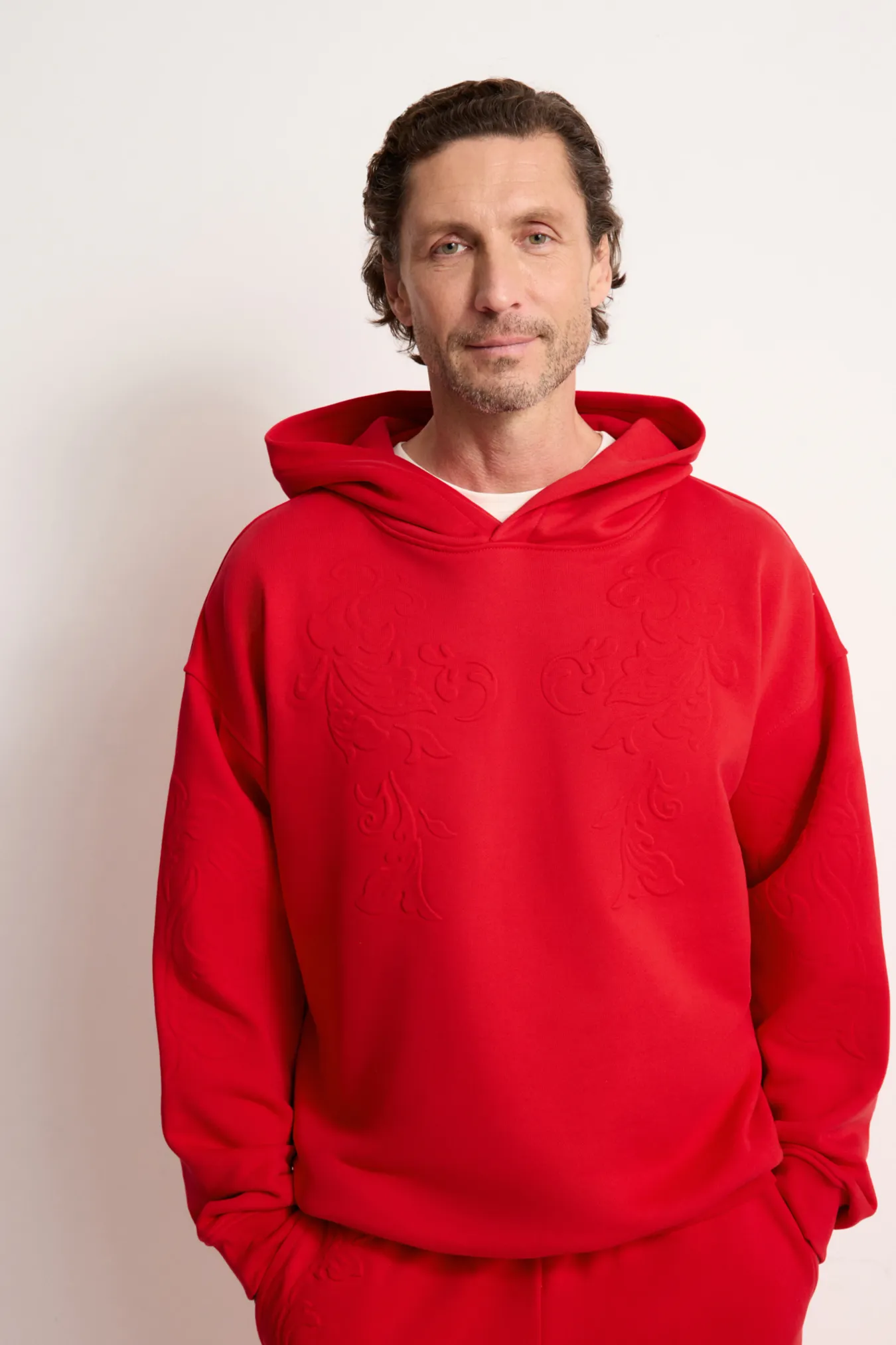 Мужское хлопковое худи с тиснением